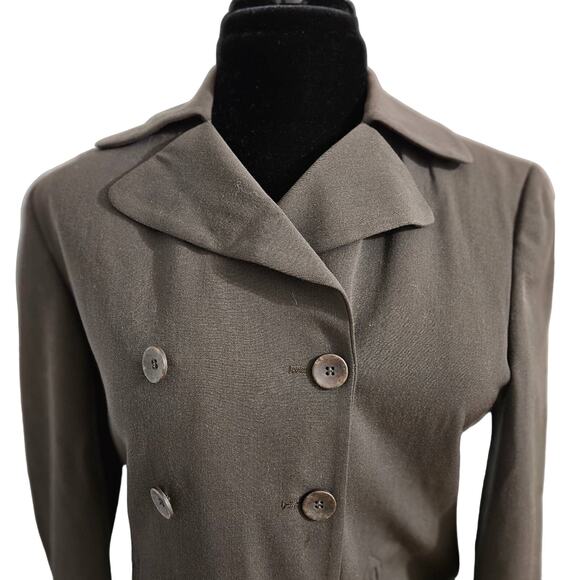 Ann Freedberg 100% Wool Double Breasted Long Line Chocolate Brown Blazer - Picture 6 of 10